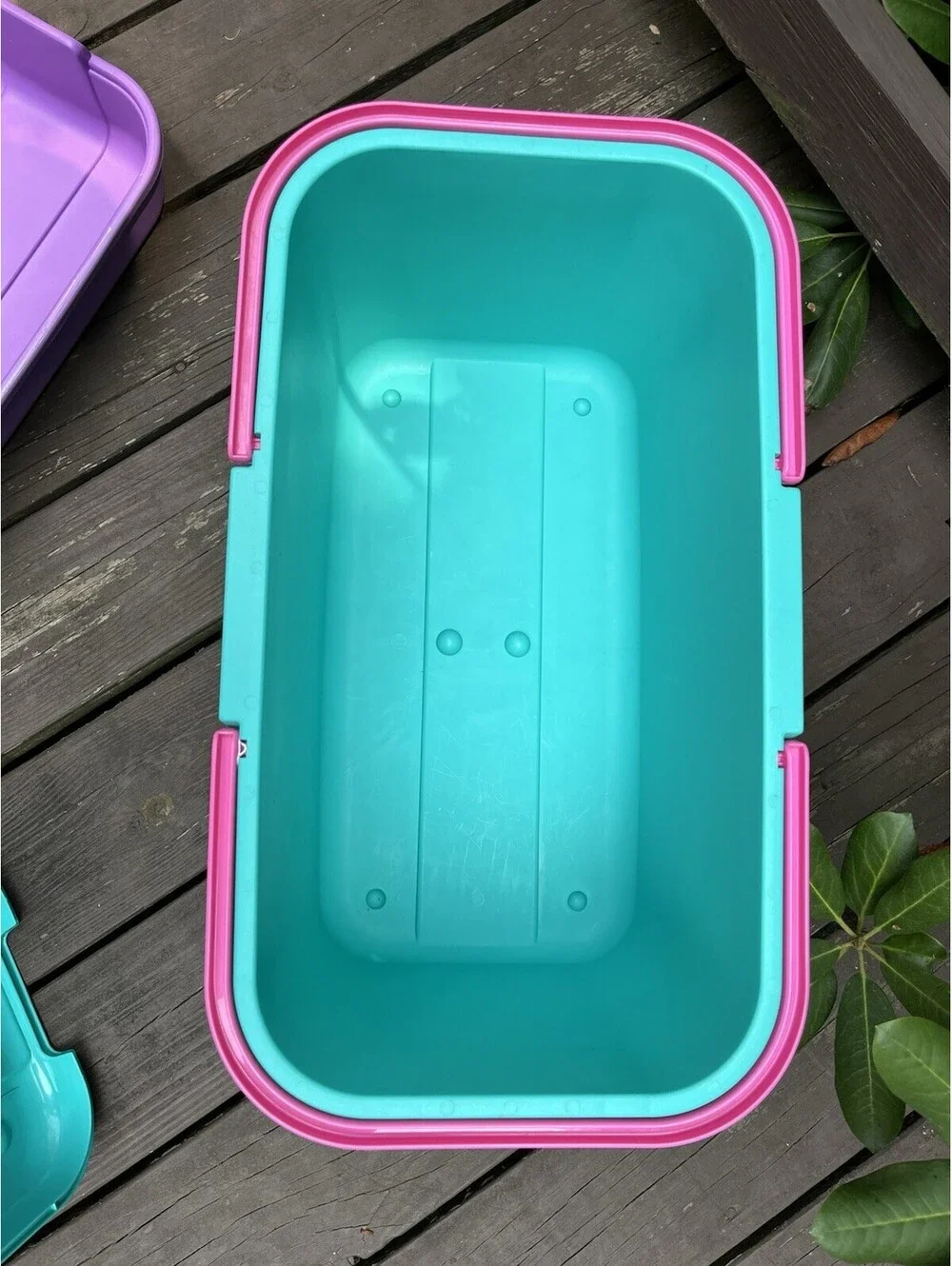 Eagle Storage Sewing Organizer Tote Bin Teal Purple Pink Vintage 90s + 2 Inserts